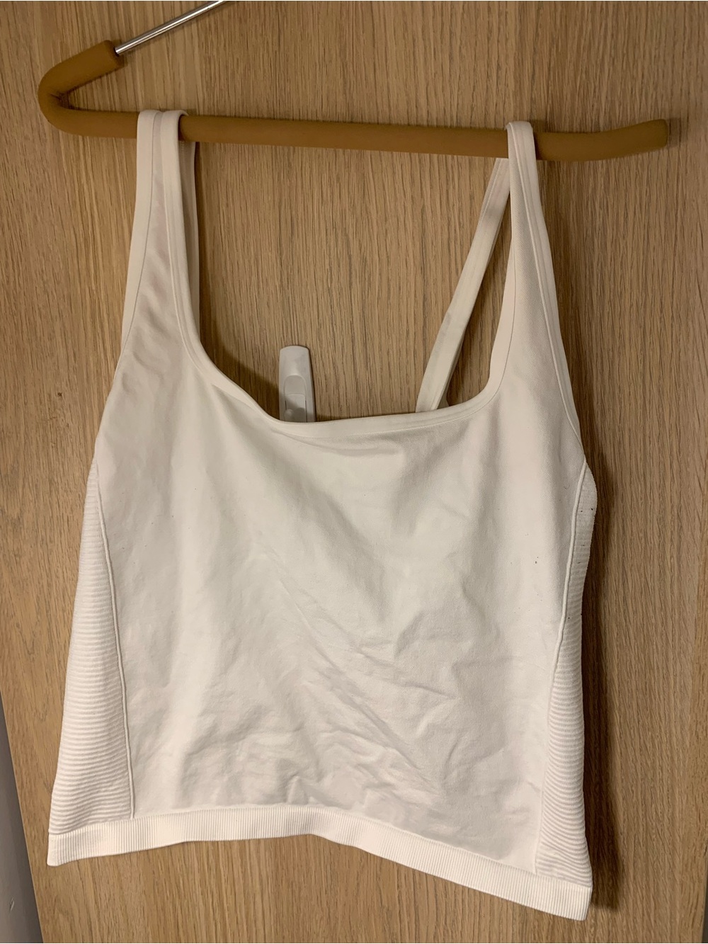 aerie White Ribbed-Panel Tank Bralette
